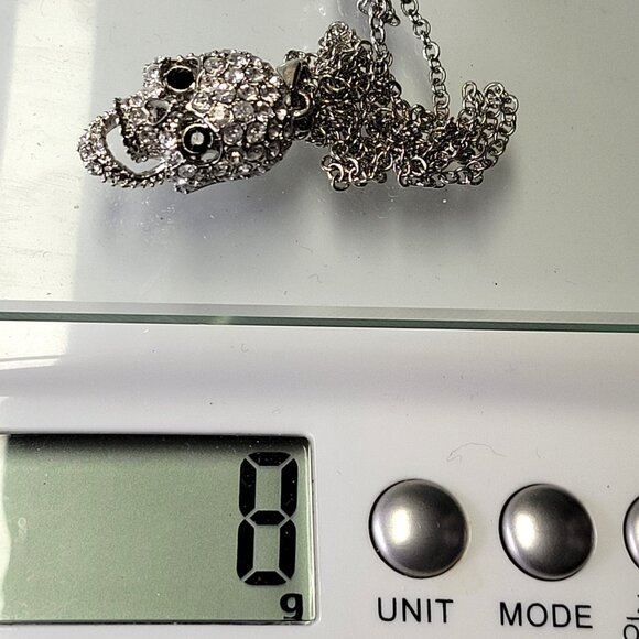 Crystal Mini Silver Skull Necklace - Picture 7 of 7